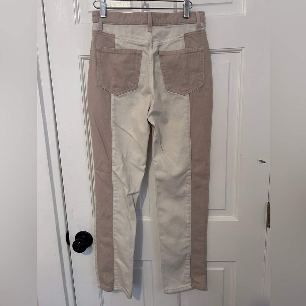 Reformation “Cynthia” Cream and Tan Jeans